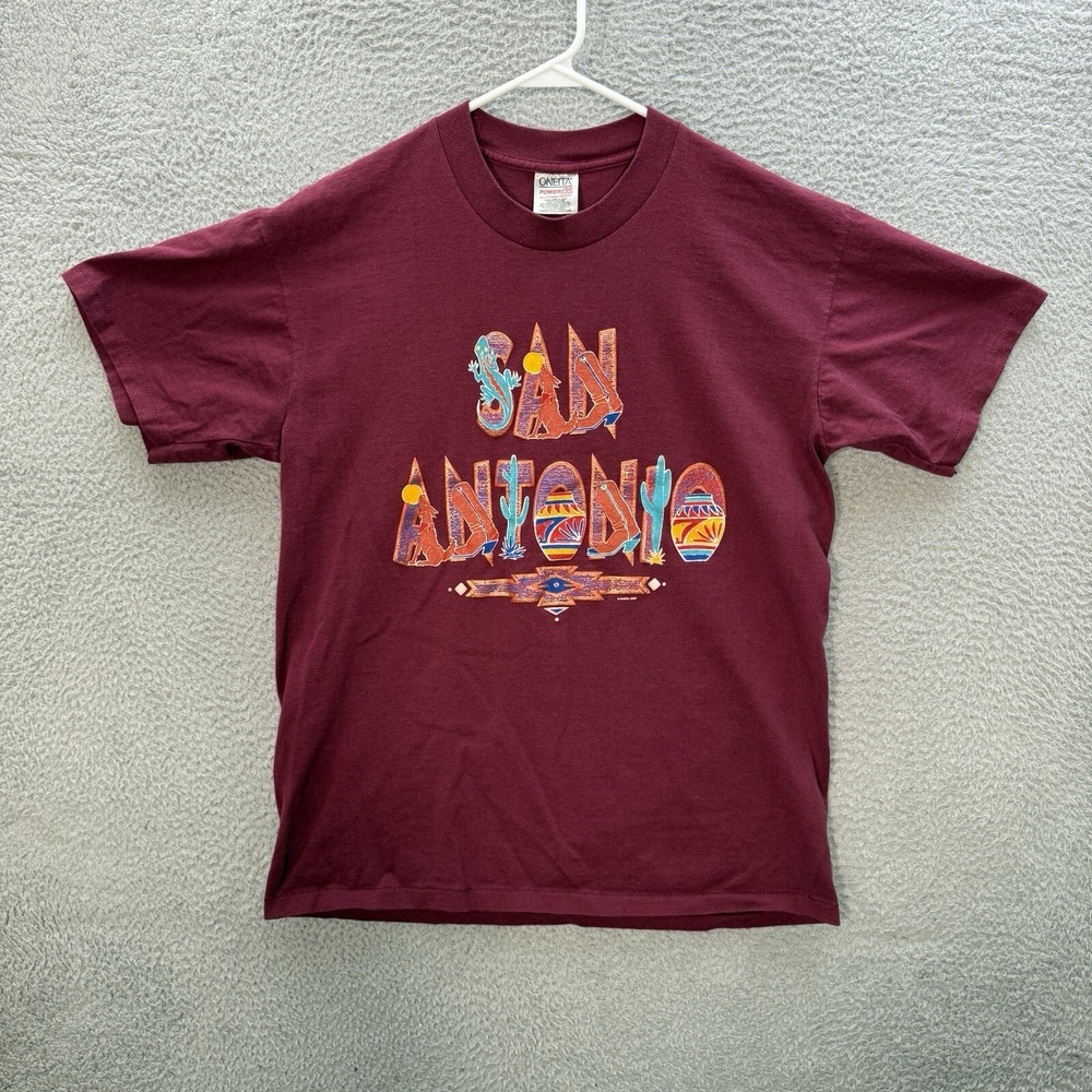 Vintage Oneita Shirt‎ Adult Large Purple Single Stitch San Antonio Texas 1990s
